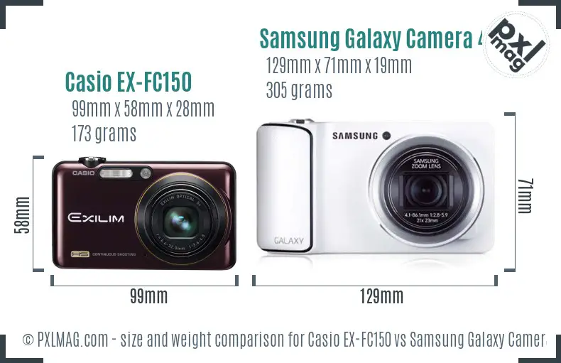 Casio EX-FC150 vs Samsung Galaxy Camera 4G size comparison