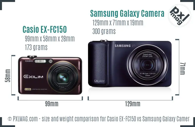 Casio EX-FC150 vs Samsung Galaxy Camera size comparison