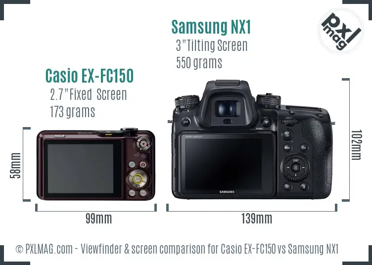 Casio EX-FC150 vs Samsung NX1 Screen and Viewfinder comparison