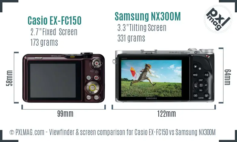 Casio EX-FC150 vs Samsung NX300M Screen and Viewfinder comparison Casio EX-FC150 vs Samsung NX300M Screen and Viewfinder comparison