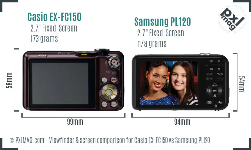 Casio EX-FC150 vs Samsung PL120 Screen and Viewfinder comparison Casio EX-FC150 vs Samsung PL120 Screen and Viewfinder comparison