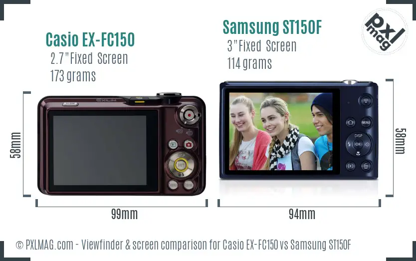 Casio EX-FC150 vs Samsung ST150F Screen and Viewfinder comparison