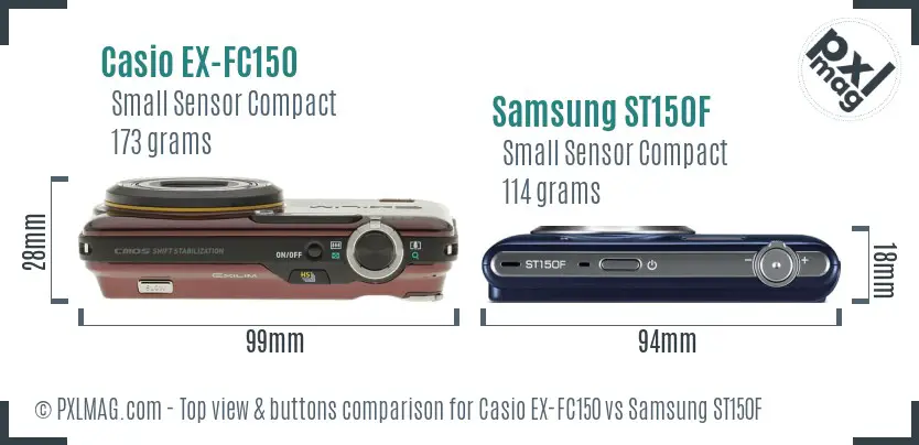 Casio EX-FC150 vs Samsung ST150F top view buttons comparison