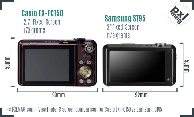 Casio EX-FC150 vs Samsung ST95 Screen and Viewfinder comparison