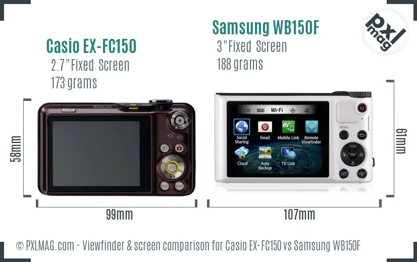 Casio EX-FC150 vs Samsung WB150F Screen and Viewfinder comparison
