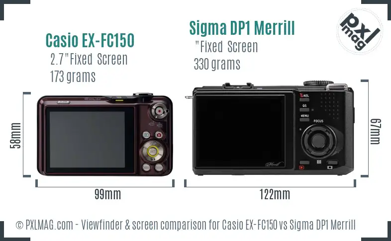 Casio EX-FC150 vs Sigma DP1 Merrill Screen and Viewfinder comparison