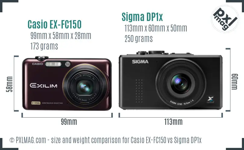 Casio EX-FC150 vs Sigma DP1x size comparison