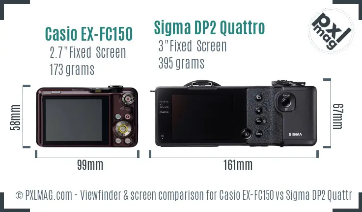 Casio EX-FC150 vs Sigma DP2 Quattro Screen and Viewfinder comparison