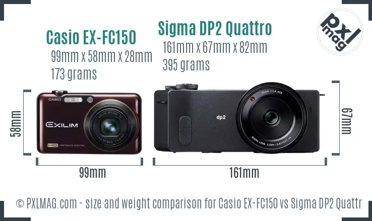 Casio EX-FC150 vs Sigma DP2 Quattro size comparison
