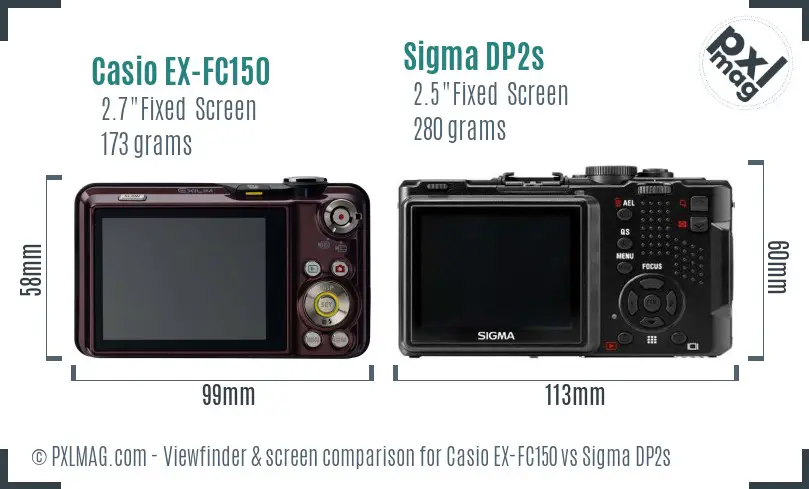 Casio EX-FC150 vs Sigma DP2s Screen and Viewfinder comparison