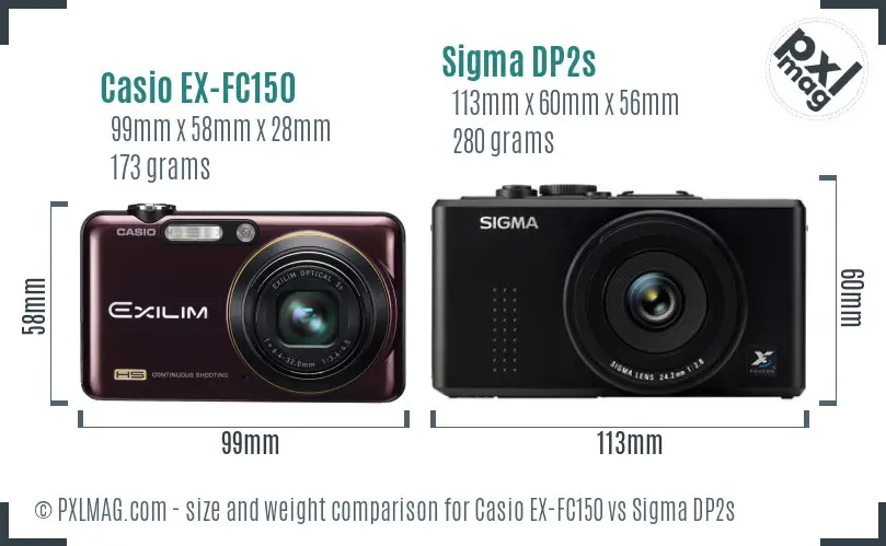 Casio EX-FC150 vs Sigma DP2s size comparison