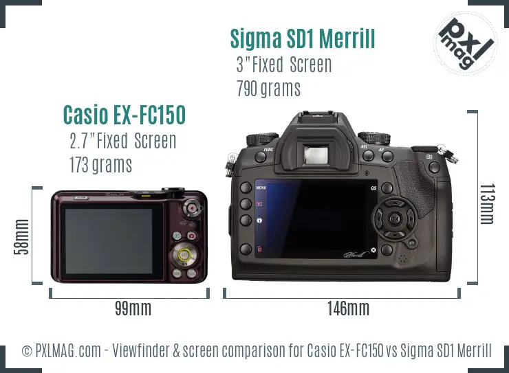 Casio EX-FC150 vs Sigma SD1 Merrill Screen and Viewfinder comparison