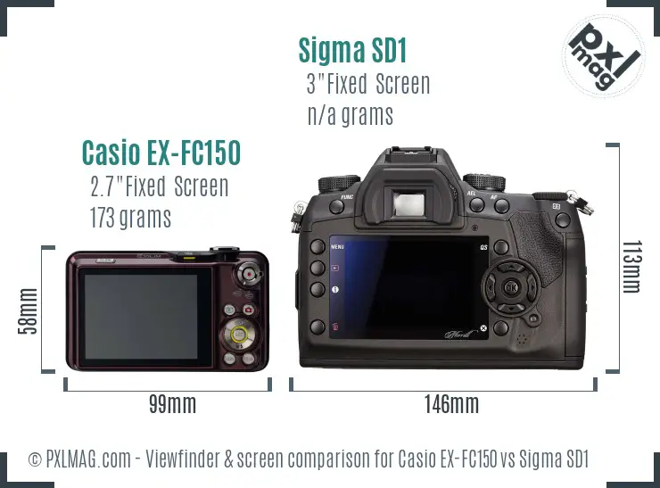 Casio EX-FC150 vs Sigma SD1 Screen and Viewfinder comparison