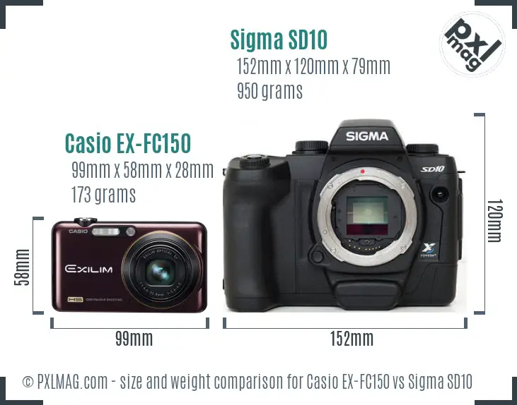 Casio EX-FC150 vs Sigma SD10 size comparison