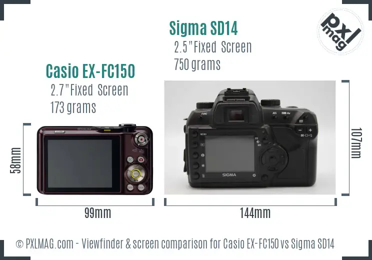 Casio EX-FC150 vs Sigma SD14 Screen and Viewfinder comparison