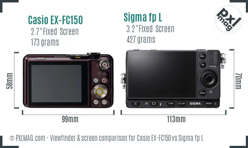 Casio EX-FC150 vs Sigma fp L Screen and Viewfinder comparison