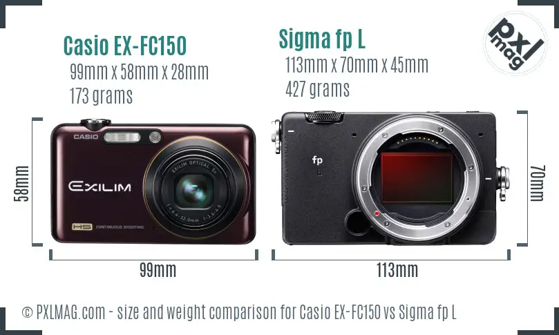 Casio EX-FC150 vs Sigma fp L size comparison