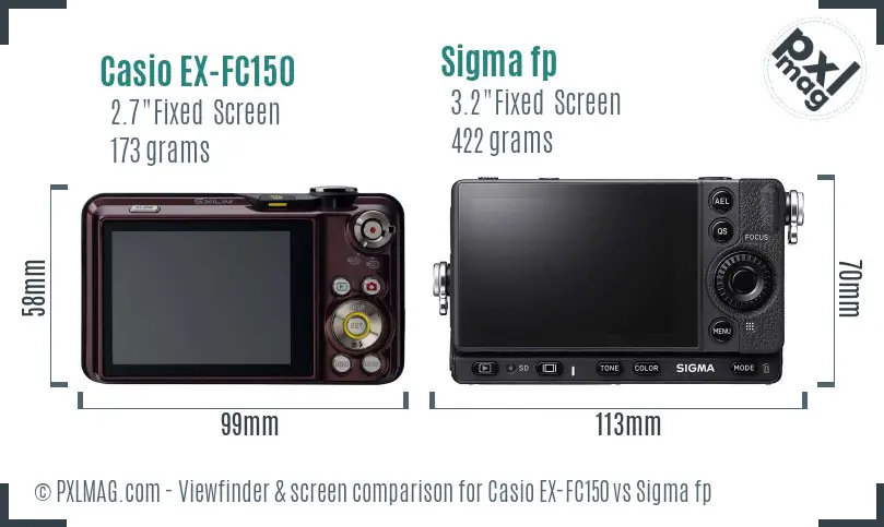 Casio EX-FC150 vs Sigma fp Screen and Viewfinder comparison