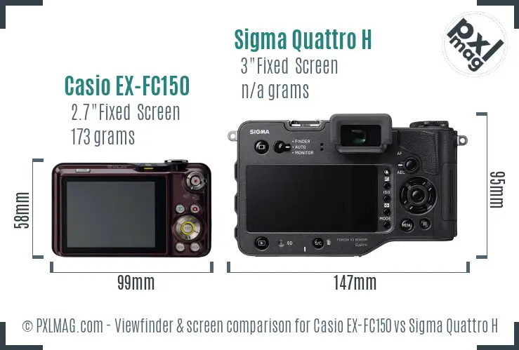 Casio EX-FC150 vs Sigma Quattro H Screen and Viewfinder comparison
