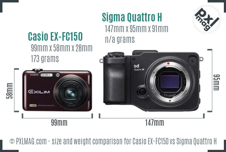 Casio EX-FC150 vs Sigma Quattro H size comparison