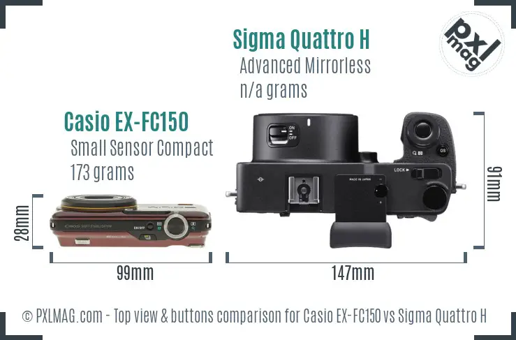 Casio EX-FC150 vs Sigma Quattro H top view buttons comparison
