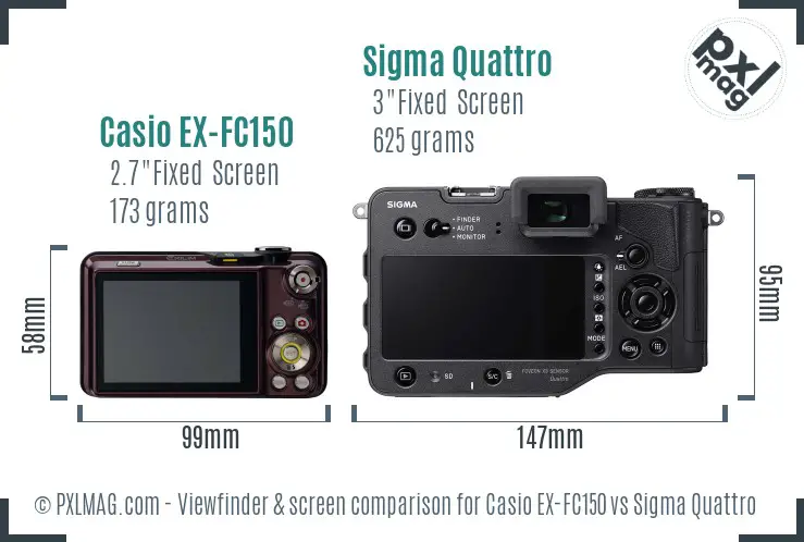 Casio EX-FC150 vs Sigma Quattro Screen and Viewfinder comparison
