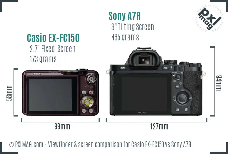 Casio EX-FC150 vs Sony A7R Screen and Viewfinder comparison