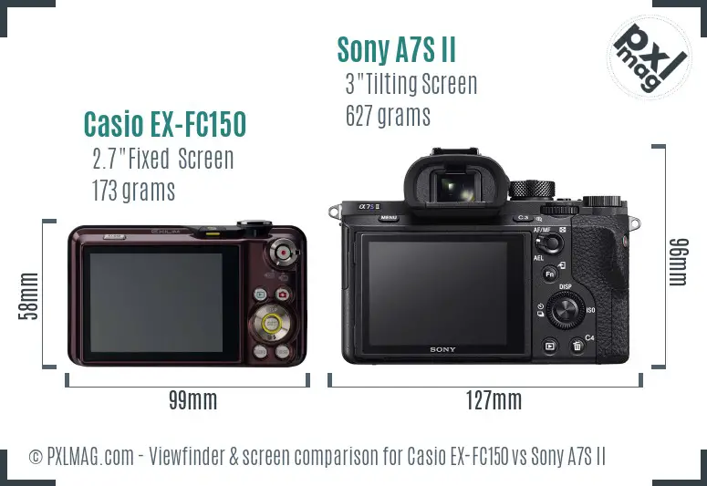 Casio EX-FC150 vs Sony A7S II Screen and Viewfinder comparison