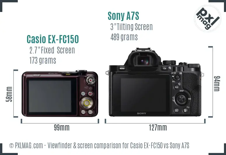 Casio EX-FC150 vs Sony A7S Screen and Viewfinder comparison