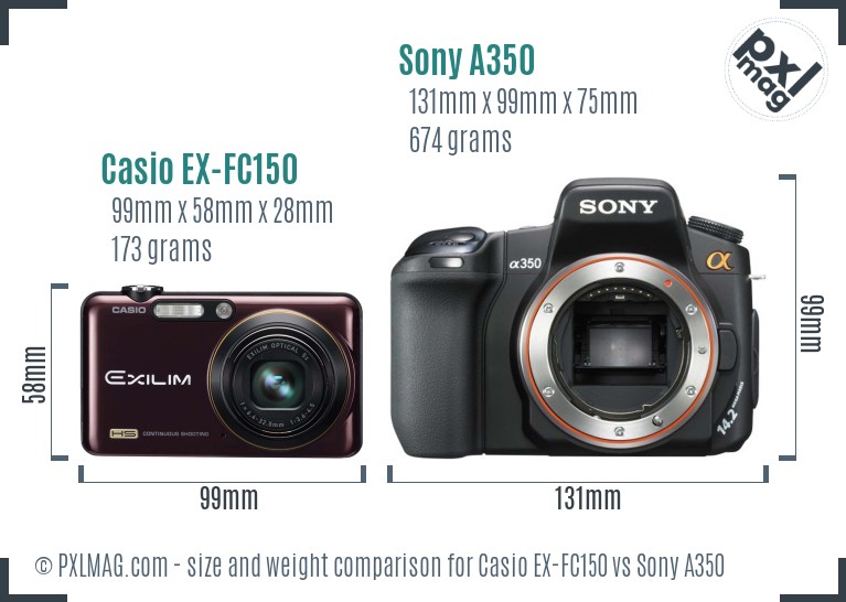 Casio EX-FC150 vs Sony A350 size comparison Casio EX-FC150 vs Sony A350 size comparison