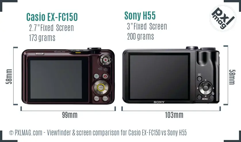 Casio EX-FC150 vs Sony H55 Screen and Viewfinder comparison Casio EX-FC150 vs Sony H55 Screen and Viewfinder comparison