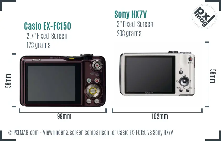 Casio EX-FC150 vs Sony HX7V Screen and Viewfinder comparison Casio EX-FC150 vs Sony HX7V Screen and Viewfinder comparison