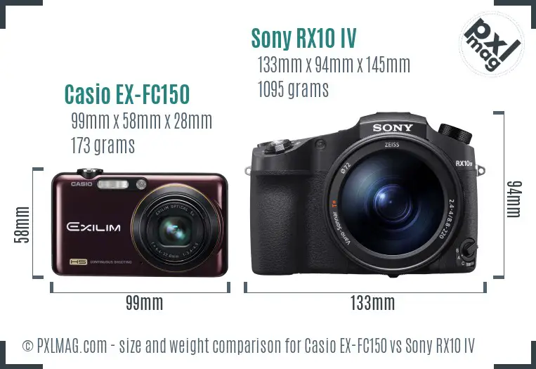 Casio EX-FC150 vs Sony RX10 IV size comparison