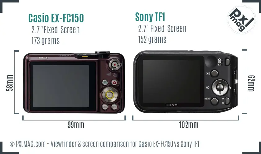 Casio EX-FC150 vs Sony TF1 Screen and Viewfinder comparison