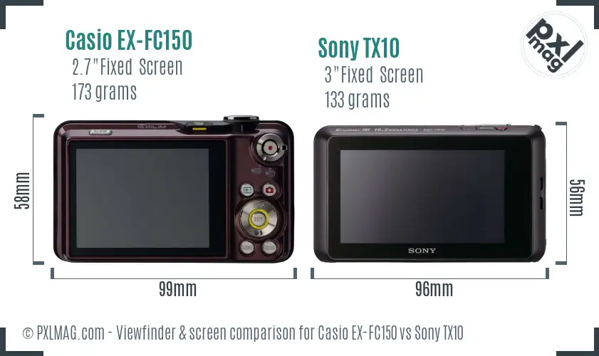 Casio EX-FC150 vs Sony TX10 Screen and Viewfinder comparison Casio EX-FC150 vs Sony TX10 Screen and Viewfinder comparison