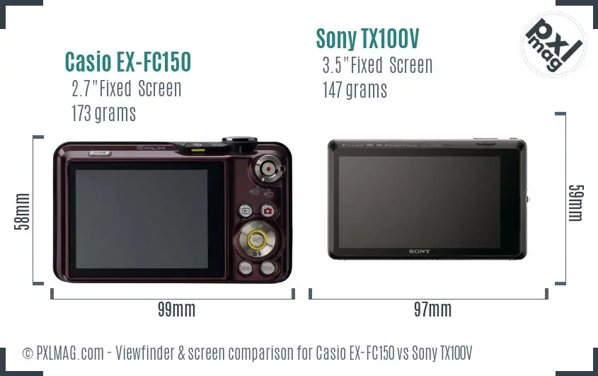 Casio EX-FC150 vs Sony TX100V Screen and Viewfinder comparison Casio EX-FC150 vs Sony TX100V Screen and Viewfinder comparison