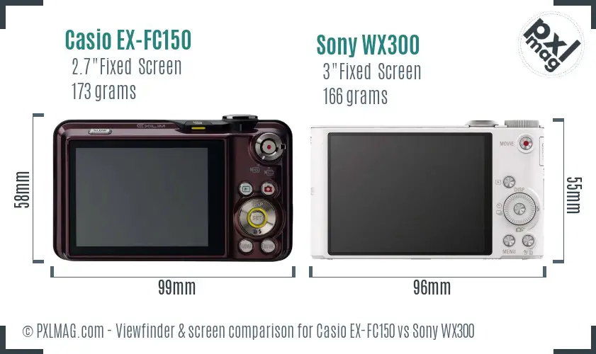 Casio EX-FC150 vs Sony WX300 Screen and Viewfinder comparison