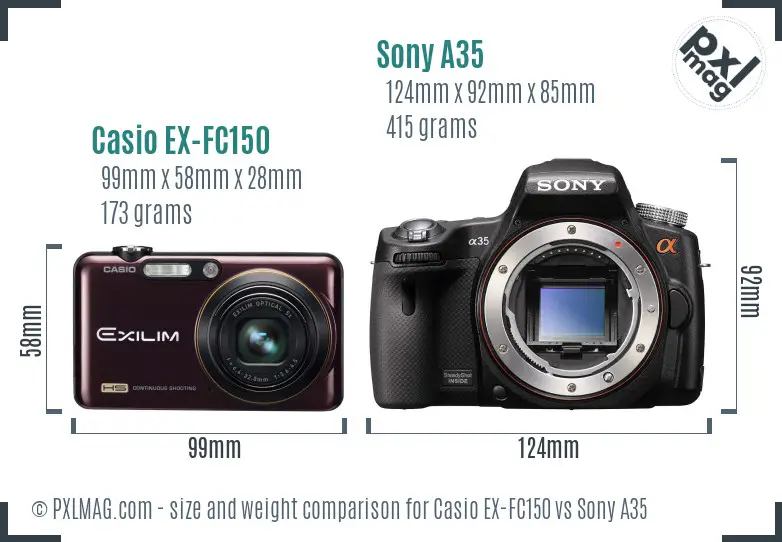 Casio EX-FC150 vs Sony A35 size comparison