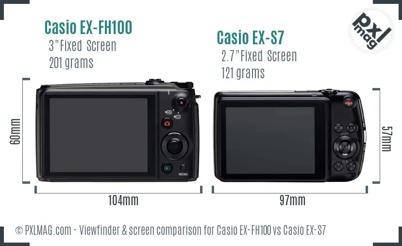Casio EX-FH100 vs Casio EX-S7 Screen and Viewfinder comparison