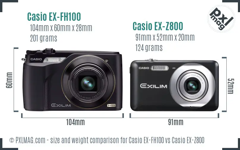 Casio EX-FH100 vs Casio EX-Z800 size comparison