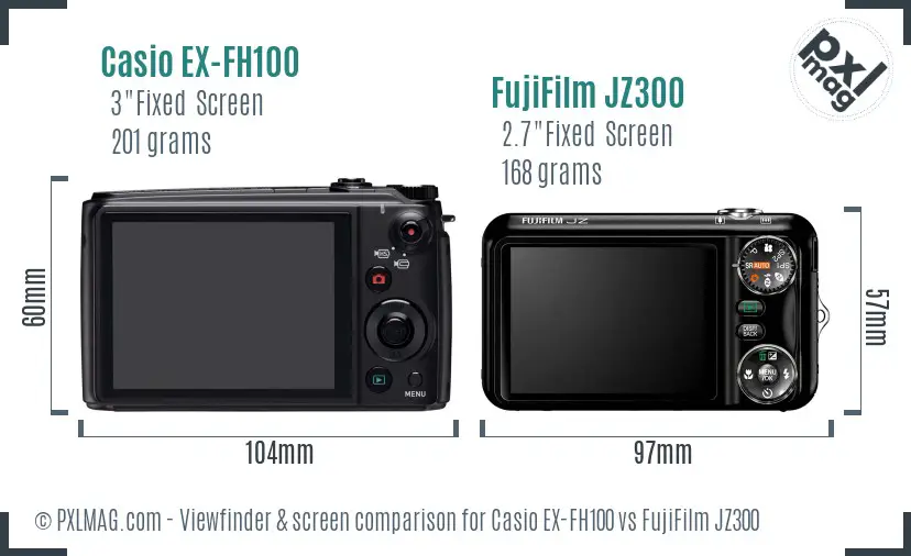 Casio EX-FH100 vs FujiFilm JZ300 Screen and Viewfinder comparison