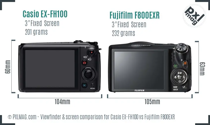 Casio EX-FH100 vs Fujifilm F800EXR Screen and Viewfinder comparison Casio EX-FH100 vs Fujifilm F800EXR Screen and Viewfinder comparison