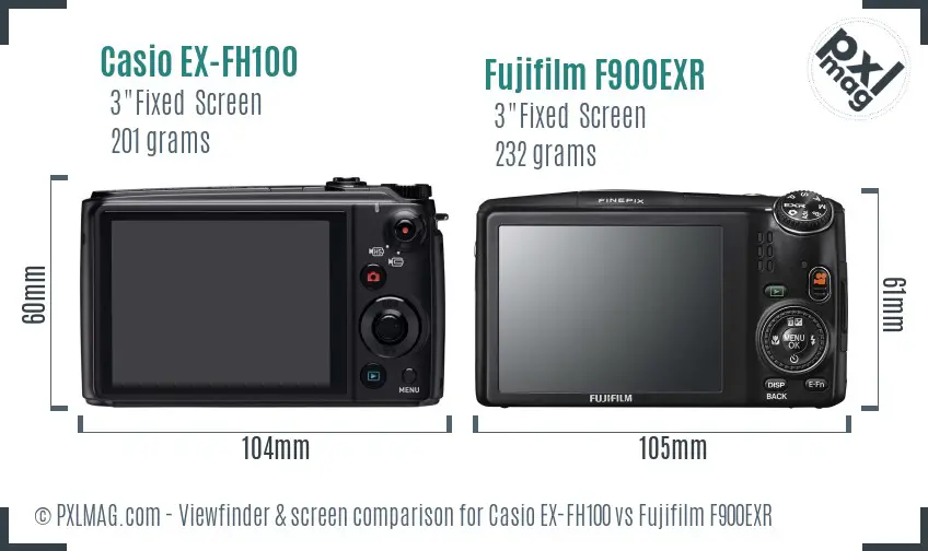Casio EX-FH100 vs Fujifilm F900EXR Screen and Viewfinder comparison