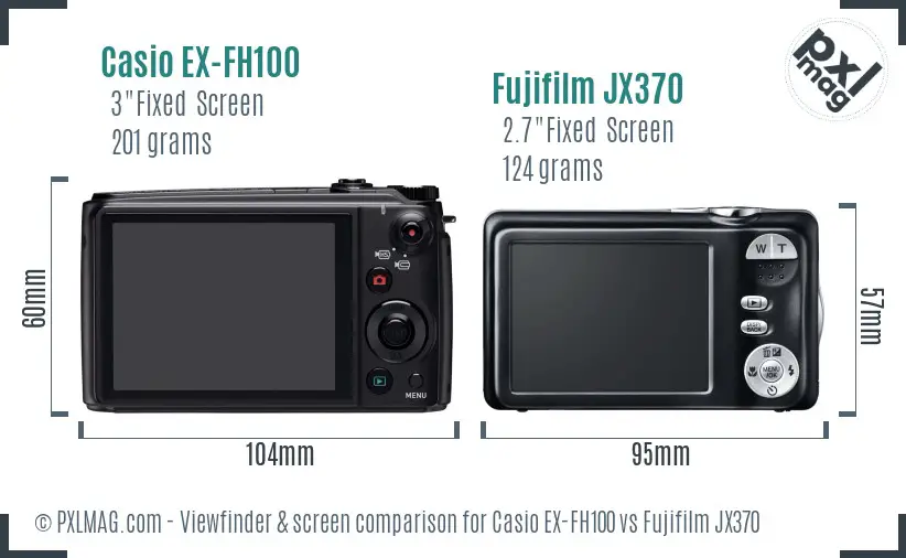 Casio EX-FH100 vs Fujifilm JX370 Screen and Viewfinder comparison