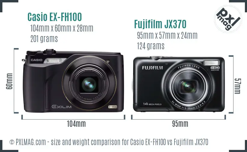 Casio EX-FH100 vs Fujifilm JX370 size comparison