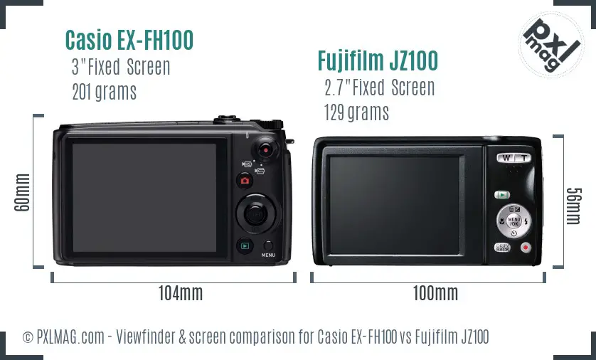 Casio EX-FH100 vs Fujifilm JZ100 Screen and Viewfinder comparison