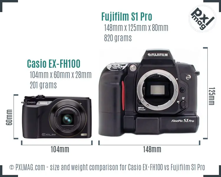 Casio EX-FH100 vs Fujifilm S1 Pro size comparison