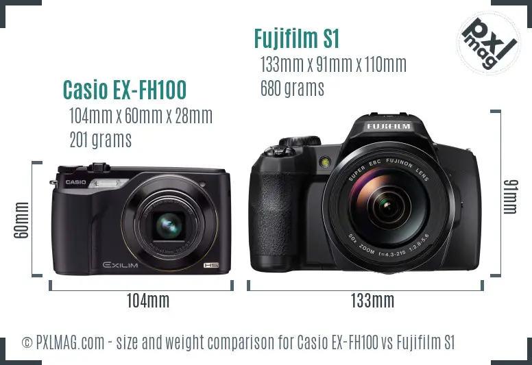 Casio EX-FH100 vs Fujifilm S1 size comparison