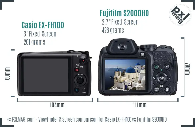 Casio EX-FH100 vs Fujifilm S2000HD Screen and Viewfinder comparison Casio EX-FH100 vs Fujifilm S2000HD Screen and Viewfinder comparison
