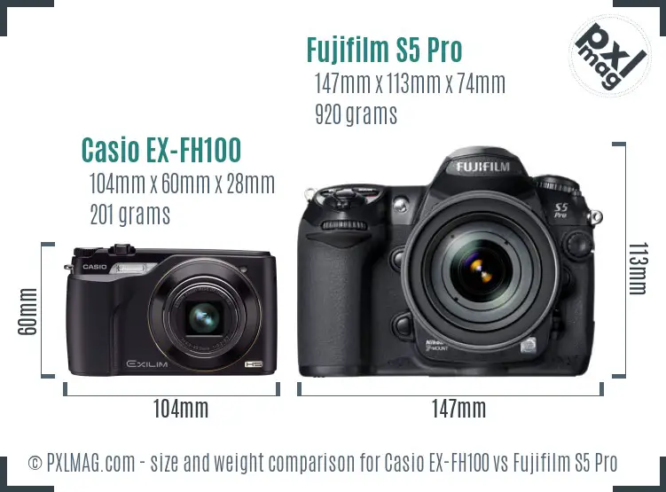 Casio EX-FH100 vs Fujifilm S5 Pro size comparison Casio EX-FH100 vs Fujifilm S5 Pro size comparison